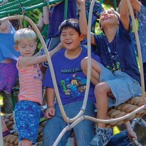 Multi level rope climbing dome playground equipment