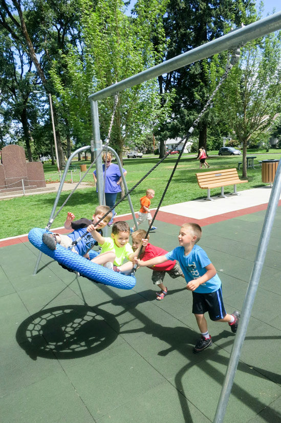 Basket Swing set on playground