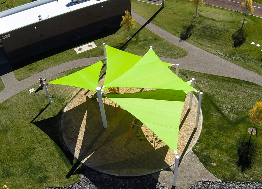 Commercial sail style shade system for playground